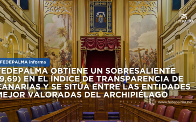 FEDEPALMA obtiene un sobresaliente (9,69) en el Índice de Transparencia de Canarias y se sitúa entre las entidades mejor valoradas del Archipiélago